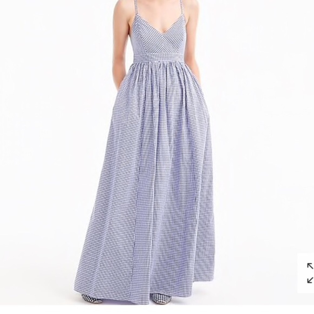 J. Crew spaghetti strap long gingham gown